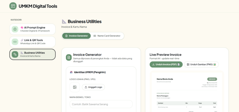 Mengembangkan UMKM Digital Tools: Prompt Engine Hingga Utilitas Digital Serba Ringan
